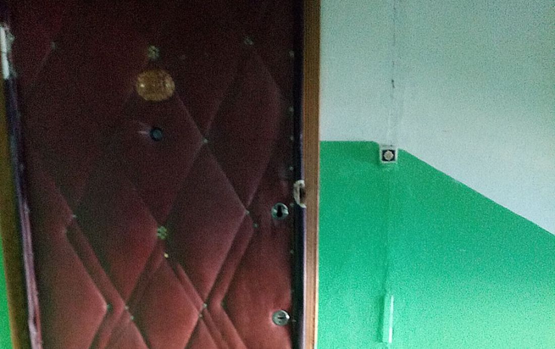 На двери квартиры в пензенском районе Арбеково сделали вход для «полумужа». Фото