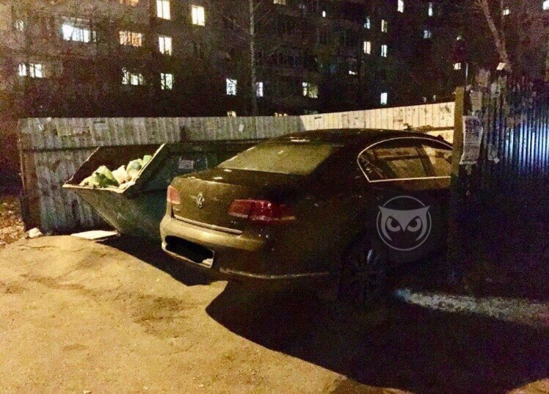 Выкинули или оригинально припарковались? В Пензе иномарка оказалась на мусорной площадке