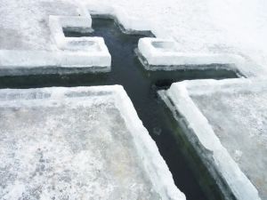 Пензенские рыбаки обсуждают ловлю рыбы из крещенской купели с помощью лопат