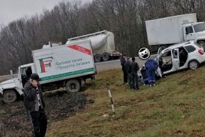 В результате ДТП под Пензой грузовик и легковушка вылетели с трассы