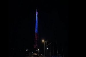 Губернатор показал видео с телебашней в цветах российского и белорусского флагов