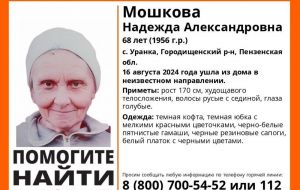 В Пензенской области пропала 68-летняя Надежда Мошкова