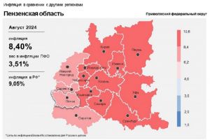 Годовая инфляция в Пензенской области в августе 2024 года составила 8,40%