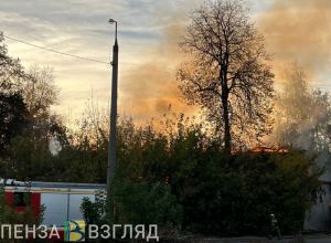 На ул. Каракозова в Пензе горит заброшенный дом: появились фото и видео