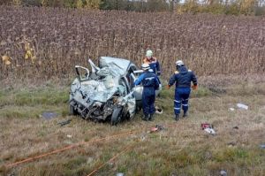 Спасатели публикуют кадры с места ДТП с 3 погибшими в Мокшанском районе
