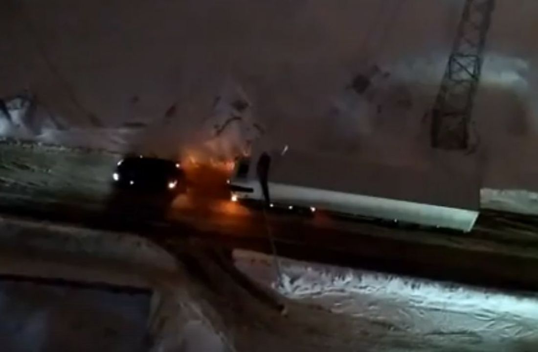 Внедорожник тащил фуру в пензенскую гору, пока не случилась авария. Видео
